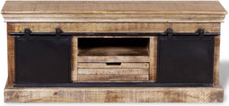 vidaXL - Tv-meubel - met - 2 - schuifdeuren - 110x30x45 - cm - massief - mangohout