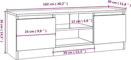 vidaXL - Tv-meubel - met - deur - 102x30x36 - cm - gerookt - eikenkleurig