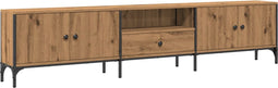 vidaXL - Tv-meubel - met - lade - 200x25x44 - cm - bewerkt - hout - artisanaal - eiken
