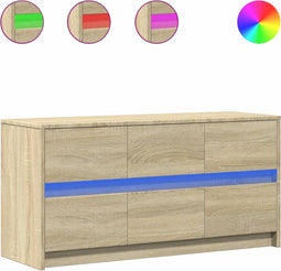 vidaXL - Tv-meubel - met - LED - 100x34x50 - cm - bewerkt - hout - sonoma - eikenkleurig