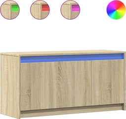 vidaXL - Tv-meubel - met - LED - 100x34x50 - cm - bewerkt - hout - sonoma - eikenkleurig