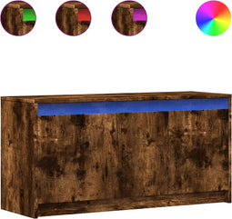 vidaXL - Tv-meubel - met - LED - 100x34x50 - cm - bewerkt - hout - gerookt - eikenkleur