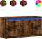 vidaXL - Tv-meubel - met - LED - 100x34x50 - cm - bewerkt - hout - gerookt - eikenkleur