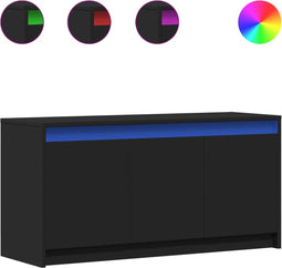 vidaXL - Tv-meubel - met - LED - 100x34x50 - cm - bewerkt - hout - zwart