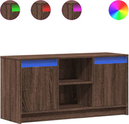 vidaXL - Tv-meubel - met - LED - 100x34x50 - cm - bewerkt - hout - bruin - eikenkleurig