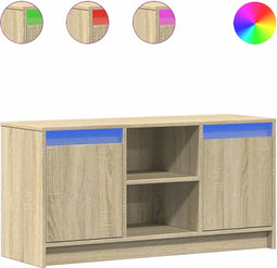vidaXL - Tv-meubel - met - LED - 100x34x50 - cm - bewerkt - hout - sonoma - eikenkleurig