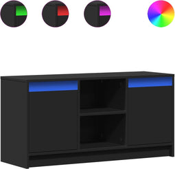 vidaXL - Tv-meubel - met - LED - 100x34x50 - cm - bewerkt - hout - zwart