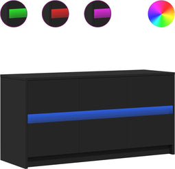 vidaXL - Tv-meubel - met - LED - 100x34x50 - cm - bewerkt - hout - zwart