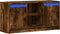 vidaXL - Tv-meubel - met - LED - 100x34x50 - cm - bewerkt - hout - gerookt - eikenkleur