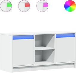 vidaXL - Tv-meubel - met - LED - 100x34x50 - cm - bewerkt - hout - wit