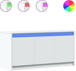 vidaXL - Tv-meubel - met - LED - 100x34x50 - cm - bewerkt - hout - wit
