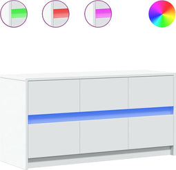 vidaXL - Tv-meubel - met - LED - 100x34x50 - cm - bewerkt - hout - wit