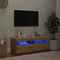 vidaXL - Tv-meubel - met - LED - 100x35x40 - cm - bewerkt - hout - artisanaal - eiken