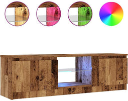 vidaXL - Tv-meubel - met - LED - 120x30x36 - cm - bewerkt - hout - oud - hout