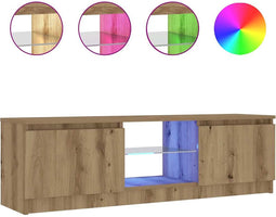 vidaXL - Tv-meubel - met - LED - 120x30x36 - cm - bewerkt - hout - artisanaal - eiken