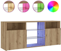 vidaXL - Tv-meubel - met - LED - 120x30x50 - cm - bewerkt - hout - artisanaal - eiken