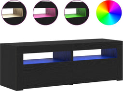vidaXL - Tv-meubel - met - LED - 120x35x40 - cm - bewerkt - hout - zwart - eiken