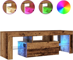 vidaXL - Tv-meubel - met - LED - 120x36,5x40 - cm - bewerkt - hout - oud - hout