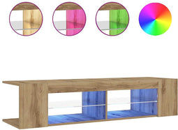 vidaXL - Tv-meubel - met - LED - 135x39x30 - cm - bewerkt - hout - artisanaal - eiken