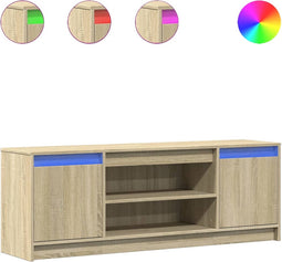 vidaXL - Tv-meubel - met - LED - 139,5x34x50 - cm - bewerkt - hout - sonoma - eikenkleur