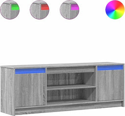 vidaXL - Tv-meubel - met - LED - 139,5x34x50 - cm - bewerkt - hout - grijs - sonoma