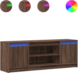 vidaXL - Tv-meubel - met - LED - 139,5x34x50 - cm - bewerkt - hout - bruin - eikenkleur