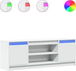 vidaXL - Tv-meubel - met - LED - 139,5x34x50 - cm - bewerkt - hout - wit