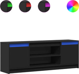 vidaXL - Tv-meubel - met - LED - 139,5x34x50 - cm - bewerkt - hout - zwart