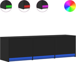 vidaXL - Tv-meubel - met - LED - 140x34x40 - cm - bewerkt - hout - zwart