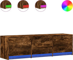vidaXL - Tv-meubel - met - LED - 140x34x40 - cm - bewerkt - hout - gerookt - eikenkleur