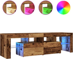 vidaXL - Tv-meubel - met - LED - 140x36,5x40 - cm - bewerkt - hout - oud - hout