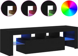 vidaXL - Tv-meubel - met - LED - 140x36,5x40 - cm - bewerkt - hout - zwart - eiken