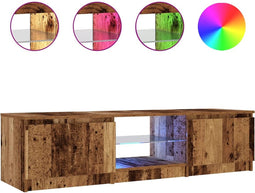 vidaXL - Tv-meubel - met - LED - 140x40x35,5 - cm - bewerkt - hout - oud - houtkleurig