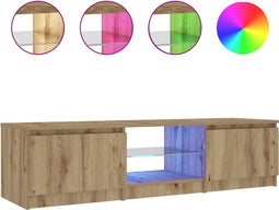vidaXL - Tv-meubel - met - LED - 140x40x35,5 - cm - bewerkt - hout - artisanaal - eiken