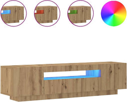 vidaXL - Tv-meubel - met - LED - 160x35x40 - cm - bewerkt - hout - artisanaal - eiken
