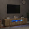 vidaXL - Tv-meubel - met - LED - 160x35x40 - cm - bewerkt - hout - artisanaal - eiken