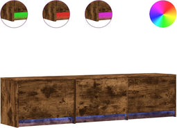 vidaXL - Tv-meubel - met - LED - 165x34x40 - cm - bewerkt - hout - gerookt - eikenkleur