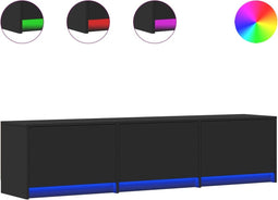 vidaXL - Tv-meubel - met - LED - 165x34x40 - cm - bewerkt - hout - zwart