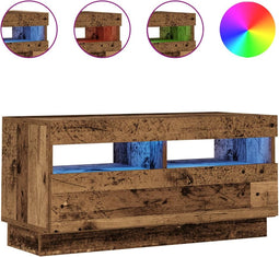 vidaXL - Tv-meubel - met - LED - 80x35x40 - cm - bewerkt - hout - oud - hout