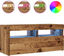 vidaXL - Tv-meubel - met - LED - 90x35x40 - cm - bewerkt - hout - oud - hout