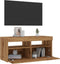 vidaXL - Tv-meubel - met - LED - 90x35x40 - cm - bewerkt - hout - artisanaal - eiken