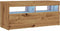 vidaXL - Tv-meubel - met - LED - 90x35x40 - cm - bewerkt - hout - artisanaal - eiken