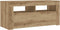 vidaXL - Tv-meubel - met - LED - 90x35x40 - cm - bewerkt - hout - artisanaal - eiken