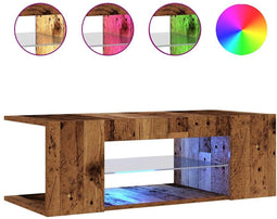 vidaXL - Tv-meubel - met - LED - 90x39x30 - cm - bewerkt - hout - oud - hout