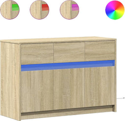vidaXL - Tv-meubel - met - LED - 91x34x61 - cm - bewerkt - hout - sonoma - eikenkleurig