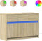 vidaXL - Tv-meubel - met - LED - 91x34x61 - cm - bewerkt - hout - sonoma - eikenkleurig