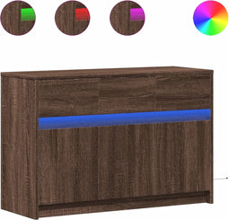 vidaXL - Tv-meubel - met - LED - 91x34x61 - cm - bewerkt - hout - bruin - eikenkleurig