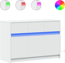 vidaXL - Tv-meubel - met - LED - 91x34x61 - cm - bewerkt - hout - wit
