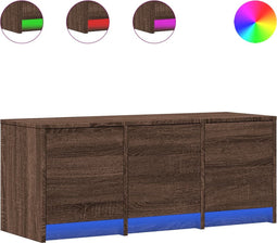 vidaXL - Tv-meubel - met - LED - 97x34x40 - cm - bewerkt - hout - bruin - eikenkleurig