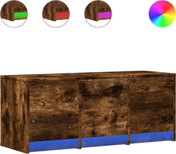vidaXL - Tv-meubel - met - LED - 97x34x40 - cm - bewerkt - hout - gerookt - eikenkleur